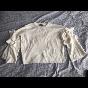 Chunky Flutter Sleeves Cream White Sweater